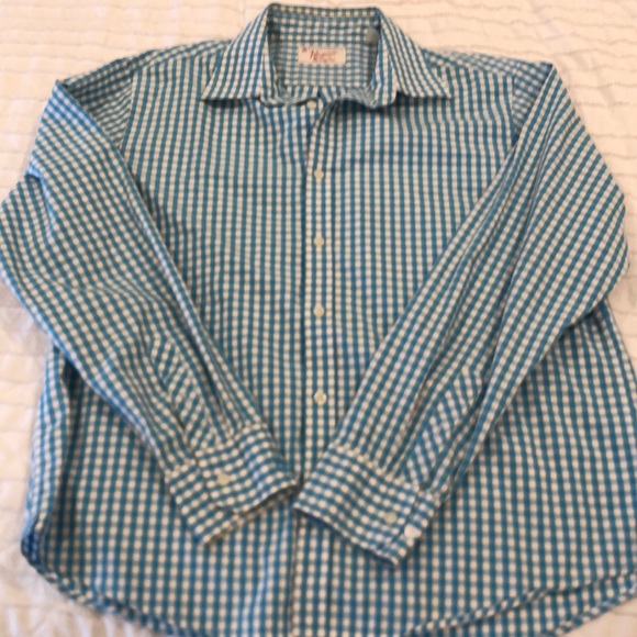Men’s Classic Penguin Button-down shirt in blue gingham - Picture 1 of 4